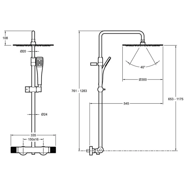 Душевая стойка Jacob Delafon Rivoli термостатическая E26587-CP (детальная фотография), современные, hi-tech