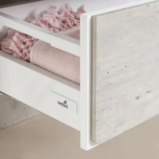 Тумба под раковину подвесная Roca Ronda 70 см белый матовый/бетон ZRU9303003 (детальная фотография), моноблок