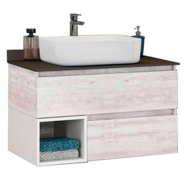 Тумба с раковиной подвесная Comforty Прага 75 см со столешницей (детальная фотография)