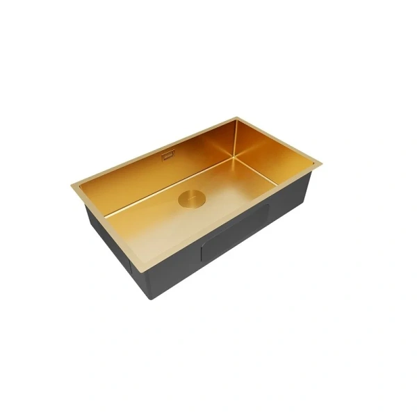 Мойка для кухни Paulmark Next 74 см брашированное золото PM217444-BG (детальная фотография), из нержавеющей стали, стальные, металлические