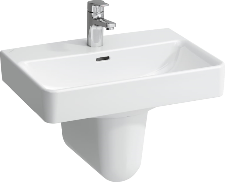 Раковина Laufen Pro S 55 см белая, с 1 отверстием для смесителя 8.1895.8.000.104.1 (детальная фотография), подвесные, на полупьедестал, на пьедестал, пристенные