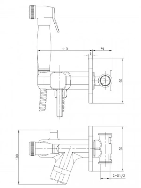 Гигиенический душ со смесителем Lemark Solo золото LM7165G (детальная фотография), для туалета