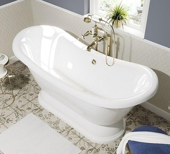 Ванна из литьевого мрамора Эстет Бостон 180х74 см белая глянцевая ФР-00001046 (детальная фотография), овальные