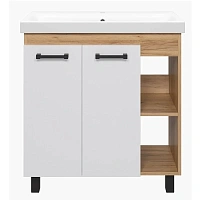 Тумба под раковину напольная Misty Крафт 80 см белая/зебрано сахара