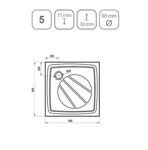 Душевой поддон Ravak Perseus Pro 80x80 см белый матовый XA034401010WM (детальная фотография), низкие до 15 см