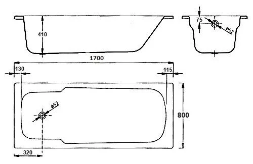 Ванна стальная BLB Atlantica HG B70J handles 170 x 80 см, с отверстиями для ручек, с шумоизоляцией (детальная фотография), современныe, hi-tech