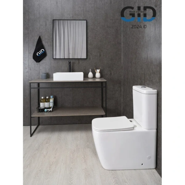 Раковина GID Geometrico N1204 45 см белая 51225 (детальная фотография), в форме чаши, прямоугольной формы