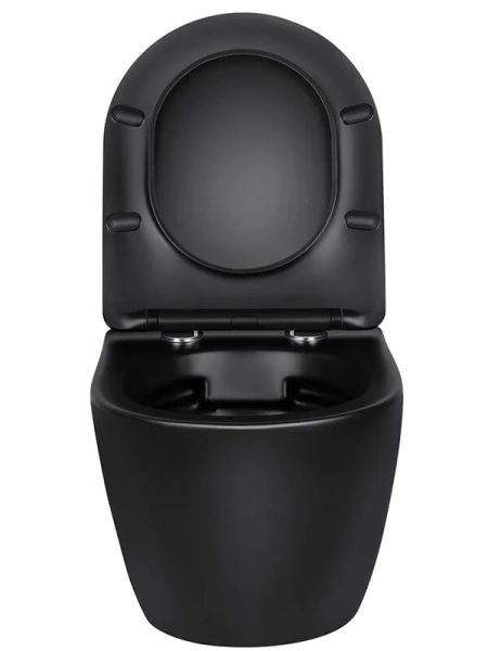 Унитаз подвесной Vincea Globo черный матовый VT1-14SMB (детальная фотография), безободковые, сиденье с микролифтом , с антивсплеском