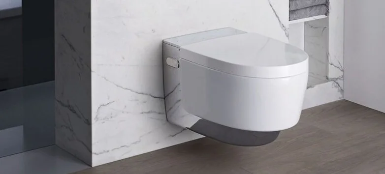 Унитаз подвесной Geberit AquaClean белый/хром 146.214.21.1 (детальная фотография), современные, hi-tech, круглые