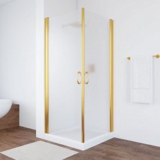 Душевой уголок профиль золотой стекло сатин Vegas-glass