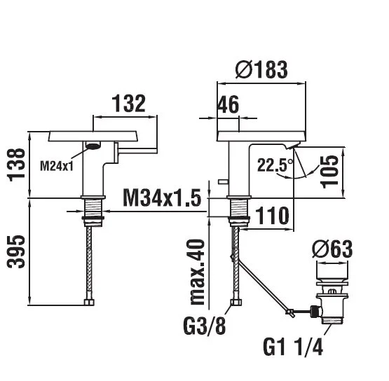Смеситель для раковины Laufen Kartell стандартный 3.1133.1.004.113.1 (детальная фотография), хром