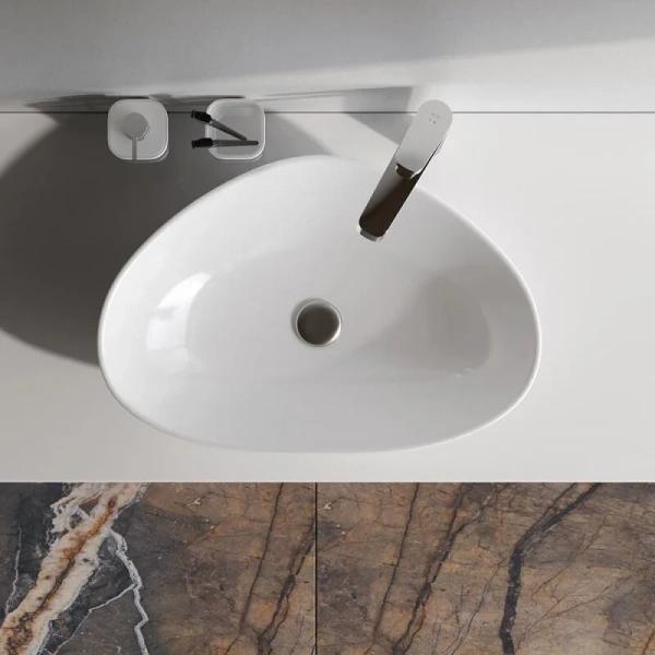 Раковина Am.Pm Func 60 см белая M8FWCC50600WG (детальная фотография), в форме чаши, полукруглая