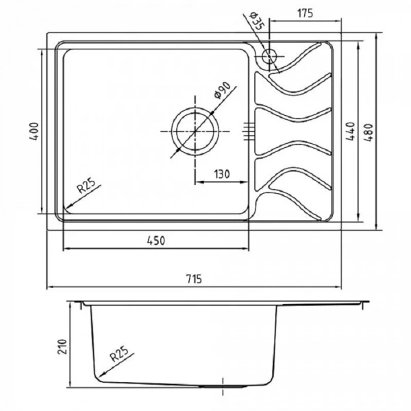 Мойка для кухни IDDIS Reeva 71.5 см чаша слева шелк REE71SLi77 (детальная фотография), врезные