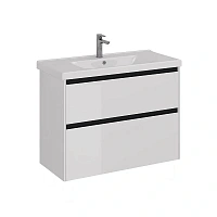 Тумба под раковину подвесная Lemark Combi 100 см белая с черной планкой