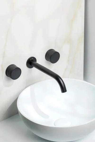 Смеситель для раковины Boheme Prestige черный матовый 152-2-B-PR (детальная фотография), скрытого монтажа, встраиваемые в стену