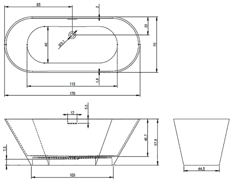 Ванна из мрамора Riho Barcelona BS0500500000000 170х70 см (детальная фотография), искусственный камень