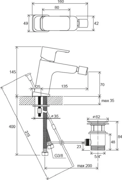 Смеситель для биде Ravak 10° Free TD F 055.00 X070133 (детальная фотография), современные, hi-tech