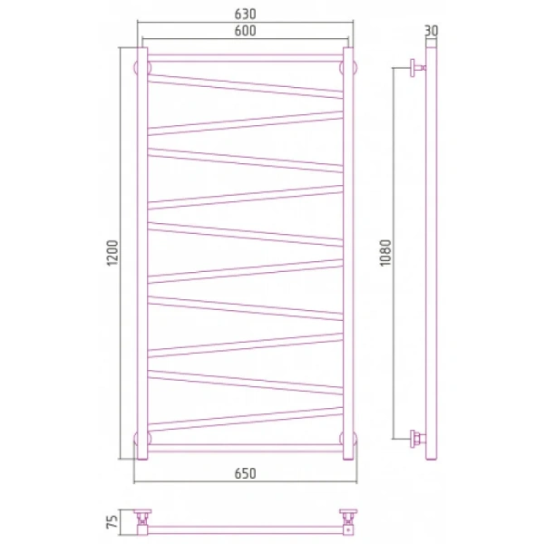 Полотенцесушитель водяной Сунержа Сирокко 50х120 см золотой шелк 32-0253-1250 (детальная фотография), современные, hi-tech