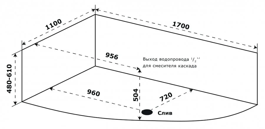 Ванна акриловая Azario Микона 170 x 110 см, белая, левая/правая МИВ0003 (детальная фотография), асимметричные