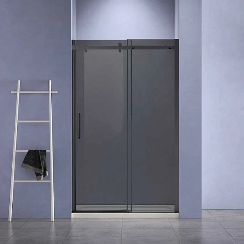 Душевая дверь в нишу Vincea Como-N 150 см профиль черный стекло тонированное - фото 1