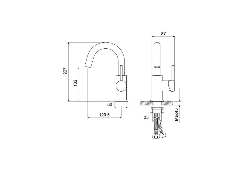 Смеситель для раковины Акватек Европа шлифованный черный хром AQ1307BGM (детальная фотография), для раковины