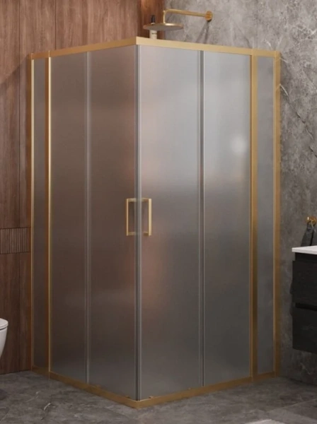 Душевой уголок Cezares Molveno 110х110 стекло рифленое профиль золото MOLVENO-A-22-90+20-P-BORO (детальная фотография)