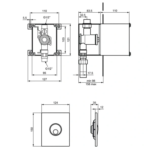 Клавиша смыва Ideal Standard ProSys Septa Pro матовый хром R0139JG (детальная фотография), нет в наличии