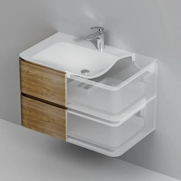 Тумба под раковину подвесная Am.Pm Sensation 80 см орех M30FHX0802NF (детальная фотография), комплект (набор)