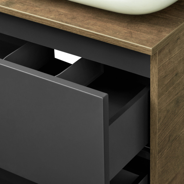 Тумба под раковину подвесная Акватон Терра 85 см дуб кантри/антрацит 1A247201TEKA0 (детальная фотография), комбинированная