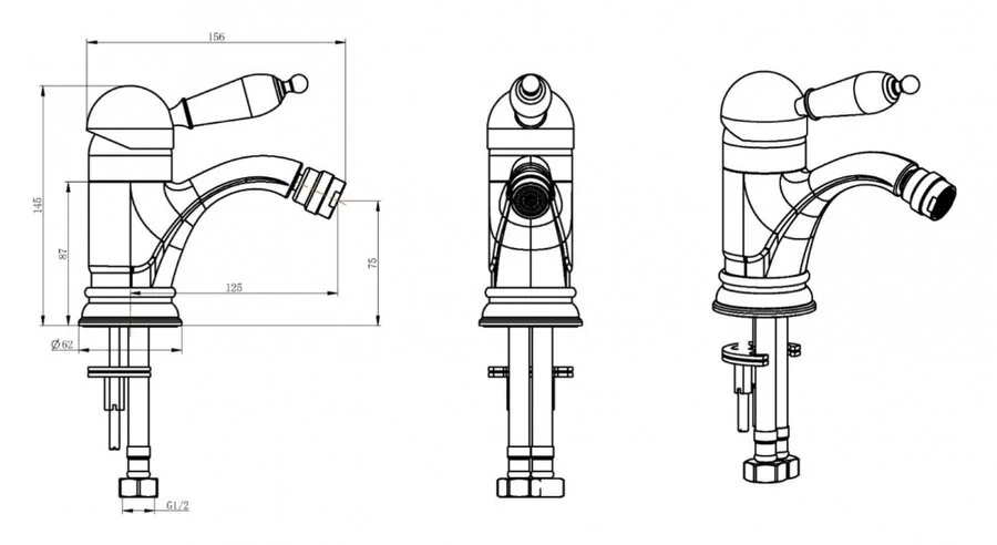 Смеситель для биде Boheme Imperiale Presente золото 326 (детальная фотография), для биде