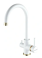 Смеситель для кухни Paulmark Essen белый матовый/бронза