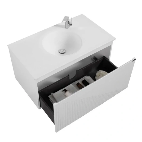 Тумба с раковиной подвесная Black&White Universe 918900 90 см МДФ (детальная фотография), 90 см