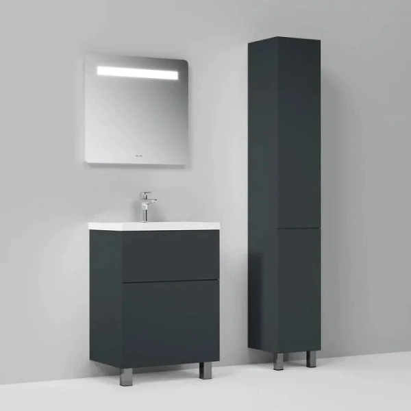 Шкаф-пенал напольный Am.Pm Gem 30 см правый графит M90CSR0306GM (детальная фотография), пристенные, высокие