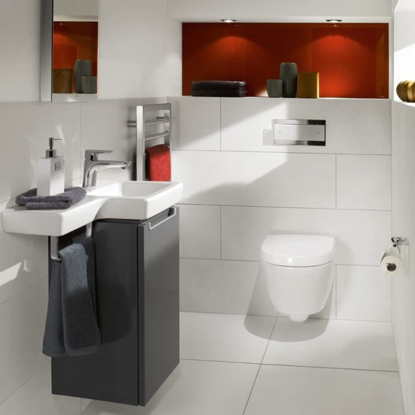 Раковина Villeroy & Boch Subway 2.0 63 см правая, цвет альпийский белый 41156R01 (детальная фотография), прямоугольной формы, тюльпан