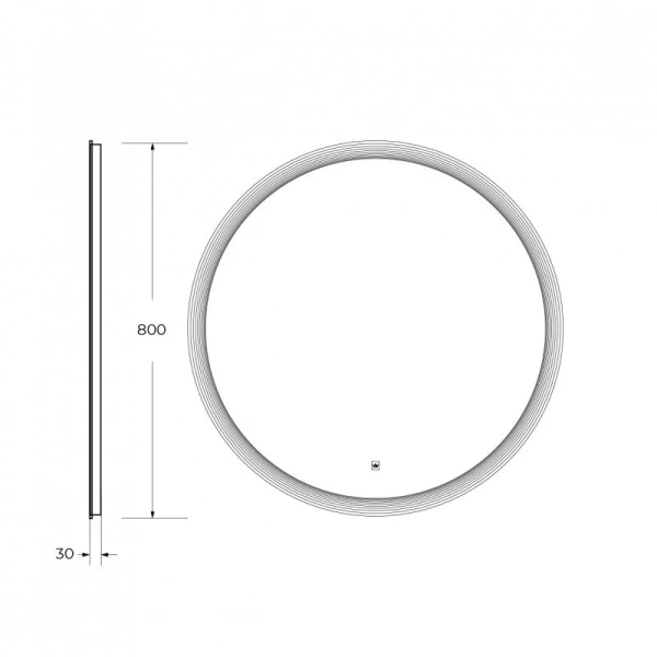 Зеркало с подсветкой Cezares Eco 80 см круглое CZR-SPC-ECO-800-LED-TCH (детальная фотография), в наличии