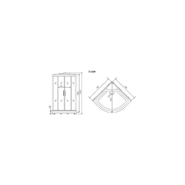 Душевая кабина Timo Standart 90x90 см профиль хром стекло матовое T-6609SF (детальная фотография), полукруглые, четверть круга