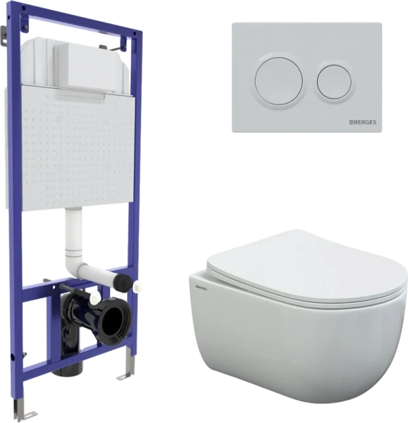 Унитаз с инсталляцией BERGES Ventas клавиша О1 белая 043239 (детальная фотография)