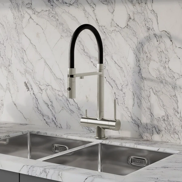 Смеситель для питьевой воды IDDIS Ace с гибким изливом сатин ACEBNFFi05 (детальная фотография), матовый хром, комбинированные