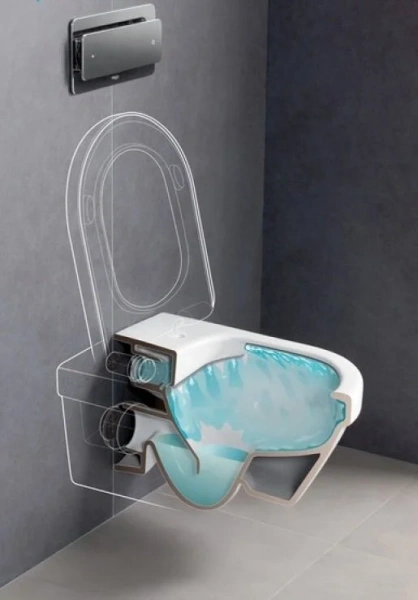 Унитаз подвесной Villeroy & Boch Architectura с сиденьем 5684R001/98M9C101 (детальная фотография), белые