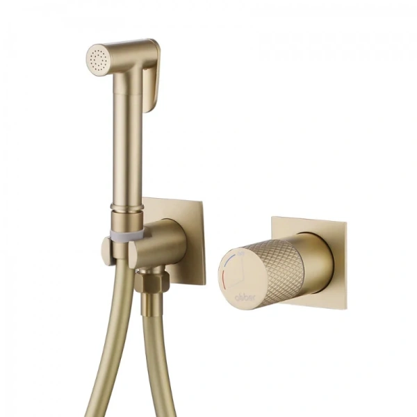 Гигиенический душ со смесителем Abber Rund золото матовое AF8725G (детальная фотография), полный комплект со смесителем