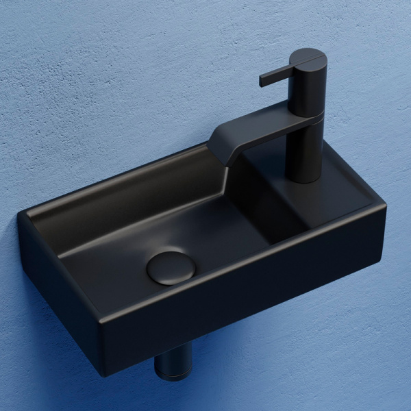 Раковина Ceramica Nova Element 40 см чаша слева черная CN6051LMB (детальная фотография), современные, hi-tech