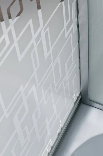 Душевая кабина Deto EM 100x100 см с сиденьем EM4510 (детальная фотография), стеклянные, матовые, узорчатые