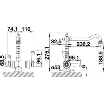Смеситель для кухни, хром, Blanco Sora 524217 (детальная фотография), на мойку, на столешницу