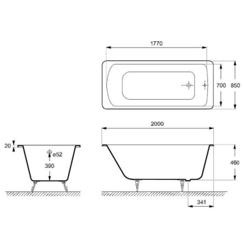 Ванна чугунная Delice Fort 200x85 см белая DLR230622R (детальная фотография), чугунные