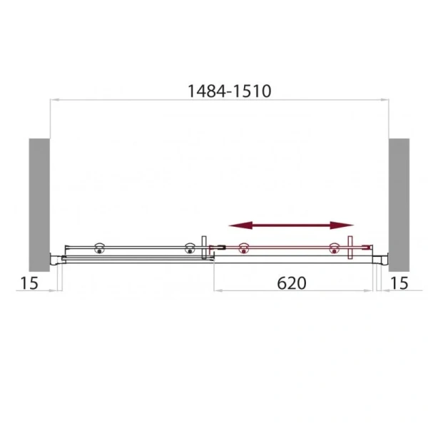 Душевая дверь в нишу BelBagno Uno 150 см с прозрачным стеклом UNO-BF-1-150-C-Cr (детальная фотография), современные, hi-tech