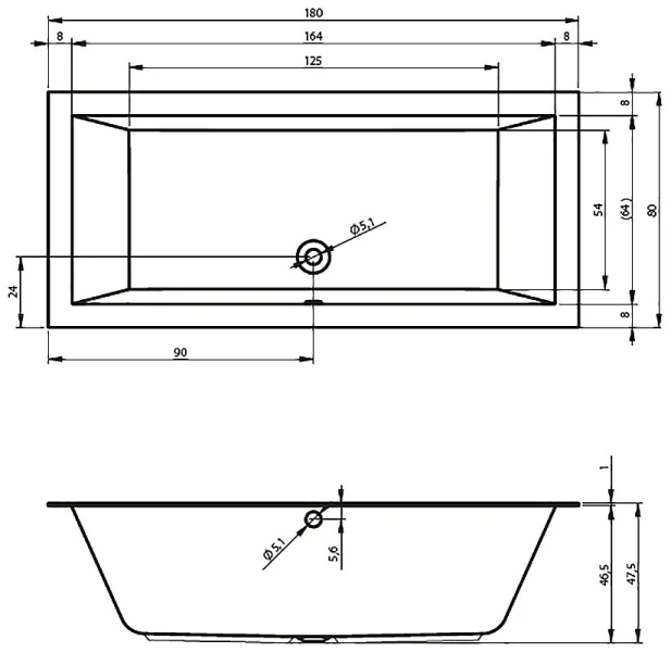 Ванна акриловая Riho Lugo Velvet B133001105 180x80 см прямоугольная (детальная фотография), акриловые
