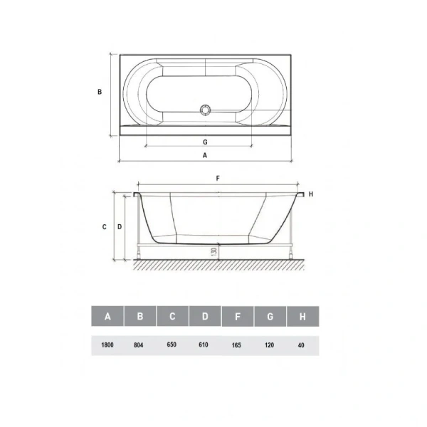Ванна акриловая Relisan Eco Plus Сима Гл000027492, 180 х 80 см, цвет белый (детальная фотография), современныe, hi-tech
