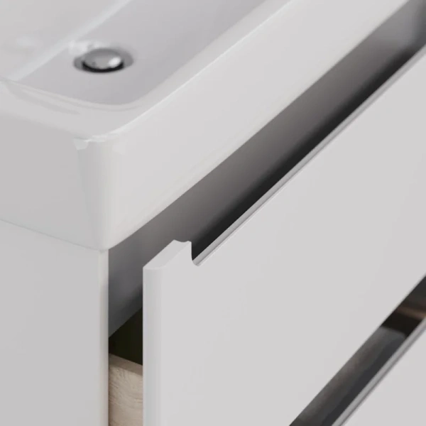 Тумба с раковиной Lemark Buno LM04B80T 80 см с двумя ящиками (детальная фотография), моноблок