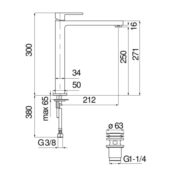 Смеситель для раковины Nobili Up черный UP94128/2BM (детальная фотография), для раковины