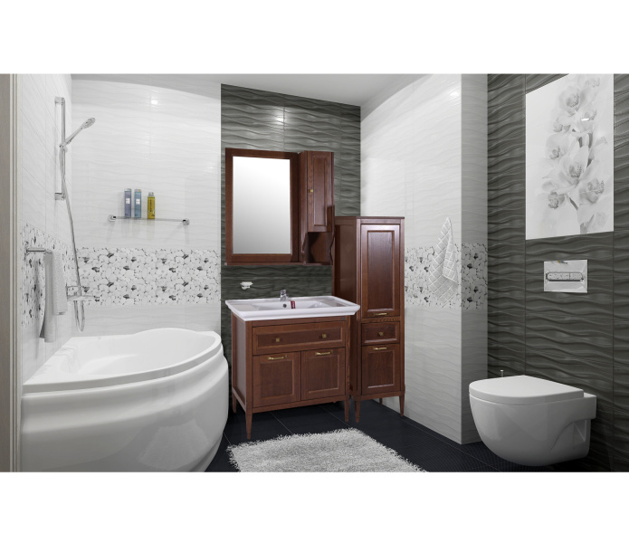 Зеркало ASB-Woodline Гранда 60 см антикварный орех 11483 АНТ (детальная фотография), в темно-коричневой раме